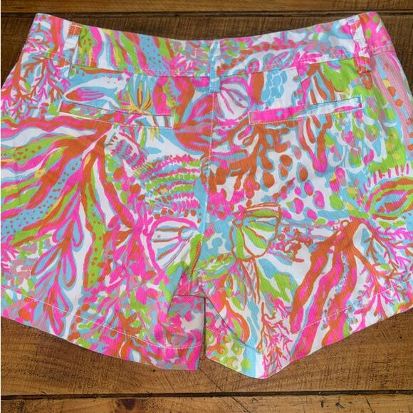 Lilly Pulitzer Womens Callahan Shorts Hot Pink Tropical Pockets Size 4 - Picture 5 of 8